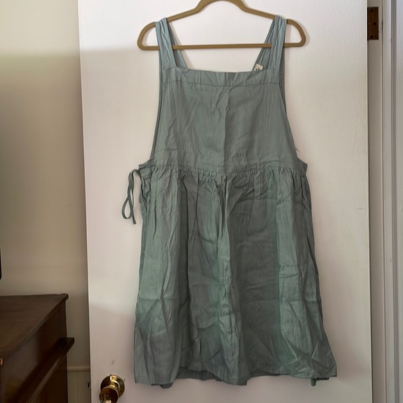🌟HOST PICK🌟 NWOT Listicle Large Mint Green Linen Pinafore Jumper Apron Dress - Picture 4 of 9